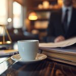 Two professional people sitting across a table shaking hands during a business meeting